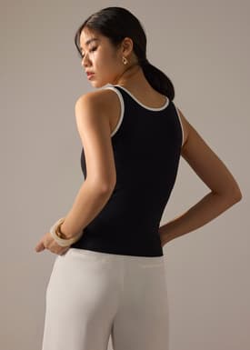 BraFree by LB Multi-way Contrast Piping Jersey Fitted Top