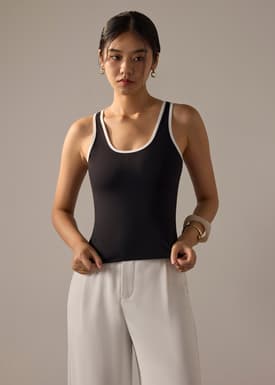 BraFree by LB Multi-way Contrast Piping Jersey Fitted Top