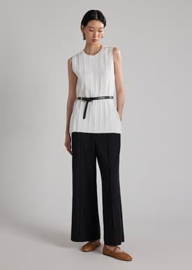 Scallop Edge Textured Knit Tunic Top