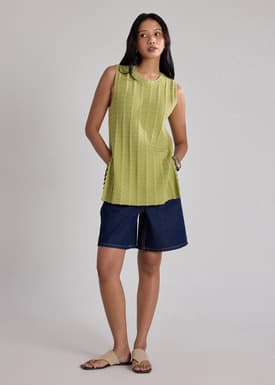 Scallop Edge Textured Knit Tunic Top