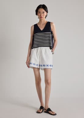 Multi-way Striped Knit Side Tie Top