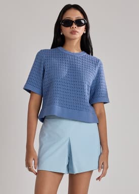 Openwork Knit Boxy Top