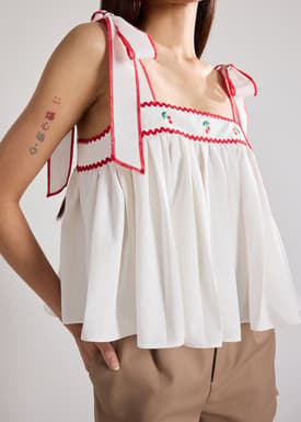 Embroidered Babydoll Top