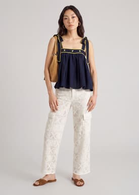 Embroidered Babydoll Top