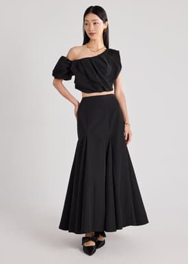 Taffeta Asymmetric Crop Top