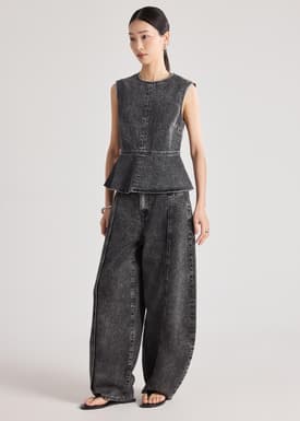 Denim Contrast Stitch Top