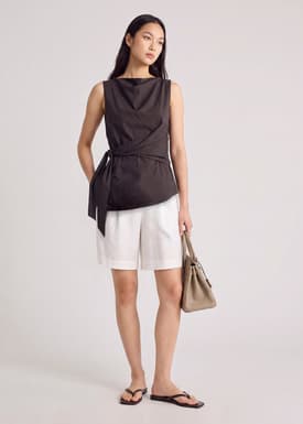 Side Tie Poplin Top
