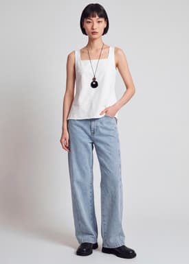 Chambray Open Back Top