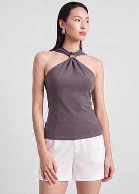 Jersey Halter Top With Removable Hardware