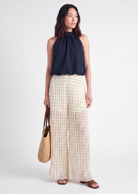Poplin Halter Bubble Hem Top