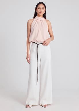Poplin Halter Bubble Hem Top
