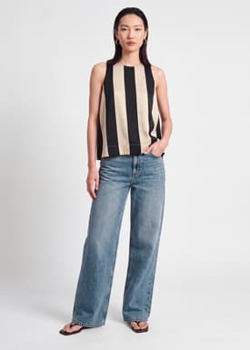 Bold Stripes Satin Trapeze Top
