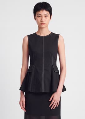 Cotton Twill Peplum Top