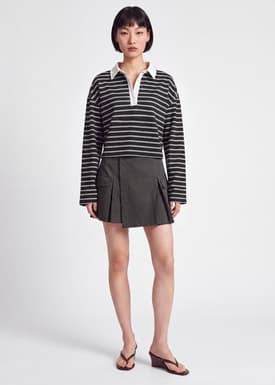 Oversized Contrast Trim Polo Top