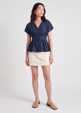 Chambray Peplum Top
