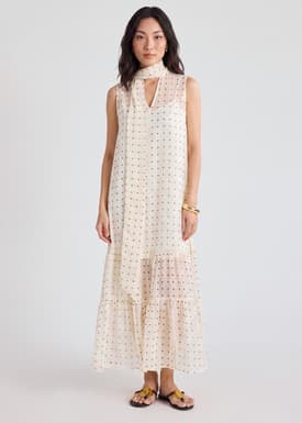 Georgette Polka Dot Trapeze Dress
