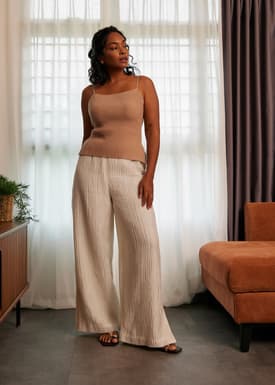 Leggy™ Crinkled High Waist Wide Leg Pants