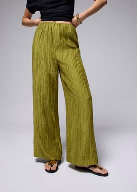 Leggy™ Crinkled High Waist Wide Leg Pants