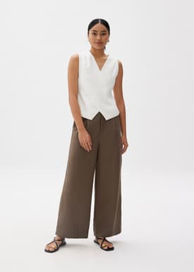 Viscose Tailored Straight Leg Pants