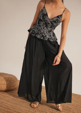 Elastic Wide Leg Palazzo Pants