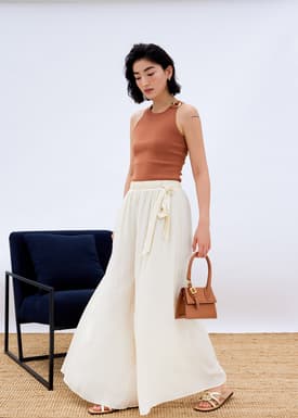 Elastic Wide Leg Palazzo Pants