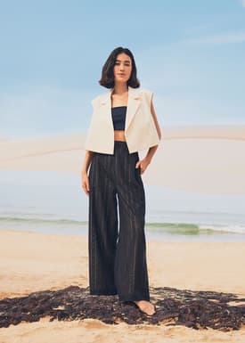 Elastic Lace Wide Leg Pants