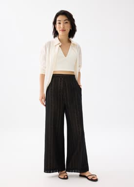 Elastic Lace Wide Leg Pants