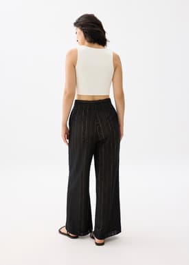 Elastic Lace Wide Leg Pants