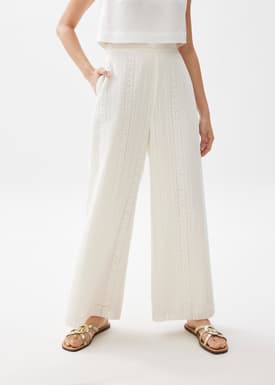 Elastic Lace Wide Leg Pants
