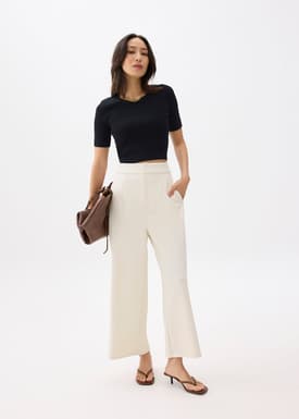 High Waist Cropped Wide Leg Culottes