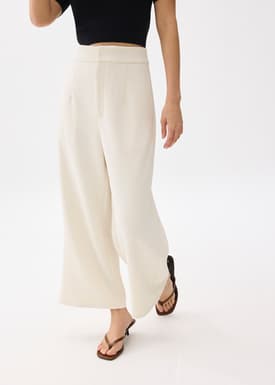 High Waist Cropped Wide Leg Culottes