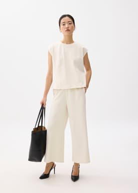 High Waist Cropped Wide Leg Culottes