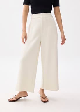 High Waist Cropped Wide Leg Culottes