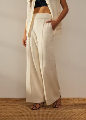 Leggy™ Tweed High Waist Wide Leg Pants