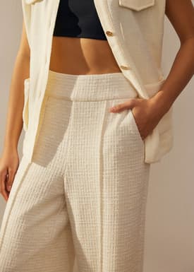 Leggy™ Tweed High Waist Wide Leg Pants