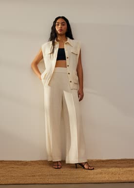 Leggy™ Tweed High Waist Wide Leg Pants