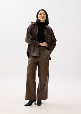 Leggy™ Elastic High Waist Vegan Leather Wide Leg Pants