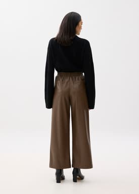 Leggy™ Elastic High Waist Vegan Leather Wide Leg Pants