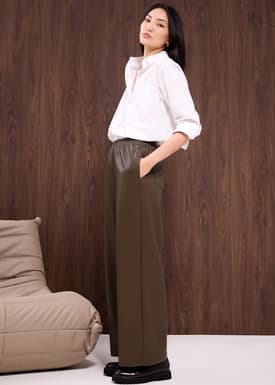 Leggy™ Elastic High Waist Vegan Leather Wide Leg Pants