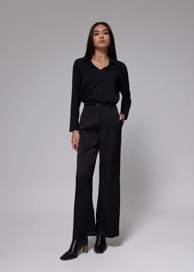 Leggy™ Satin Super High Waist Wide Leg Pants