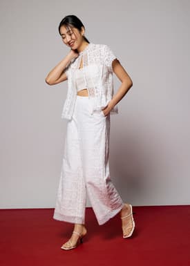 Lace High Waist Wide Leg Culottes