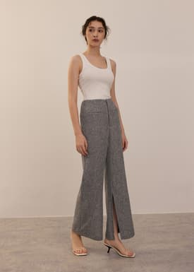 Leggy™ Elastic Tweed High Waist Kick Flare Pants