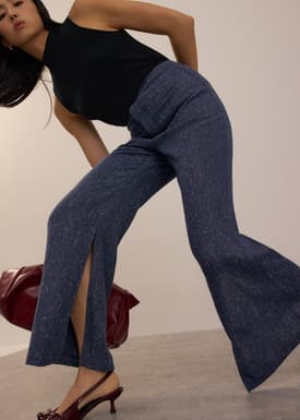 Leggy™ Elastic Tweed High Waist Kick Flare Pants