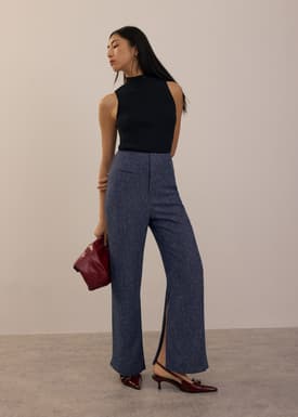 Leggy™ Elastic Tweed High Waist Kick Flare Pants