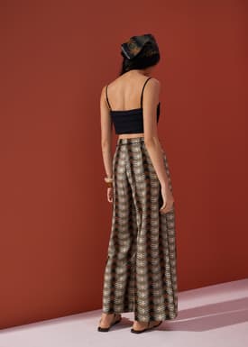 Detachable Sash Straight Leg Ankle Length Pants in Oasis Flow