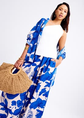 Elastic High Waist Wide Leg Pants in Garden City Blooms