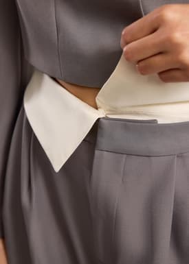 Detachable Waistband Flap Straight Leg Pants