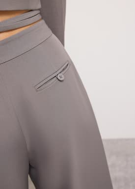 Detachable Waistband Flap Straight Leg Pants