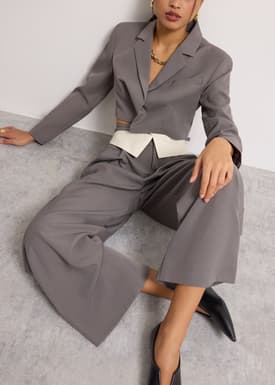 Detachable Waistband Flap Straight Leg Pants