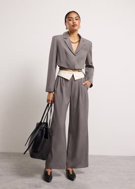 Detachable Waistband Flap Straight Leg Pants